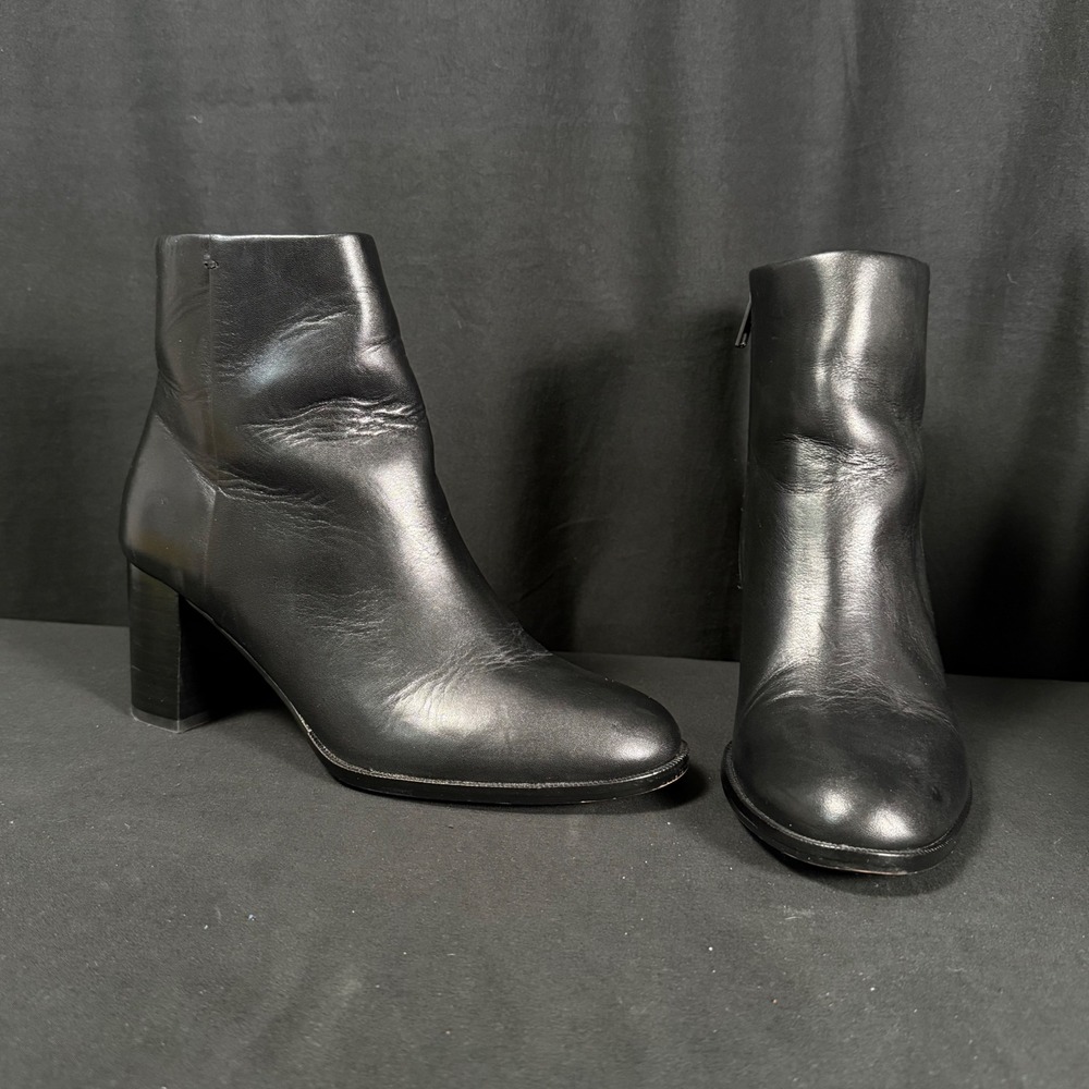 Madewell Mira Side Seam Ankle Boot Black Leather Block Heel NH201 Womens 8